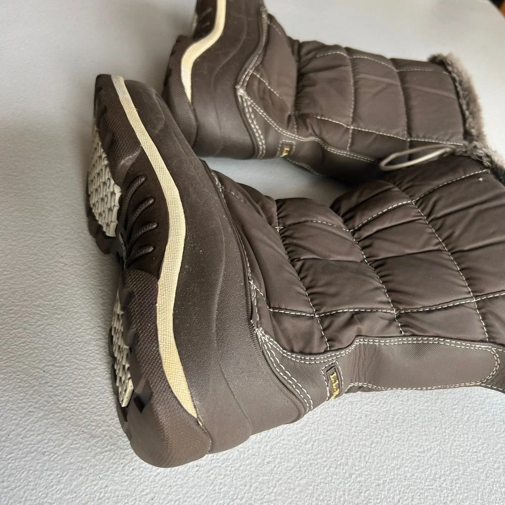 L.L.‎ Bean Girls Quilted Faux Fur Trim Winter Snow Boots Brown Size 2